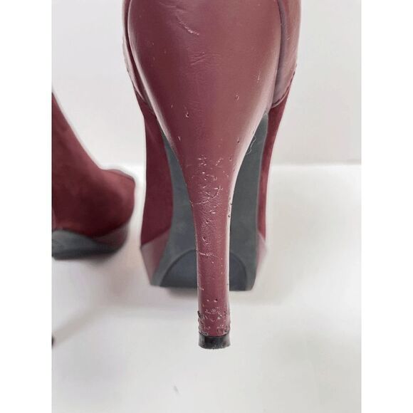 Charming Charlie Maroon Peep-Toe Heels - Picture 3 of 9